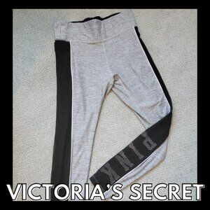 VICTORIA'S SECRET PINK ULTIMATE Black and Gray Mesh Accent Leggings Size Medium